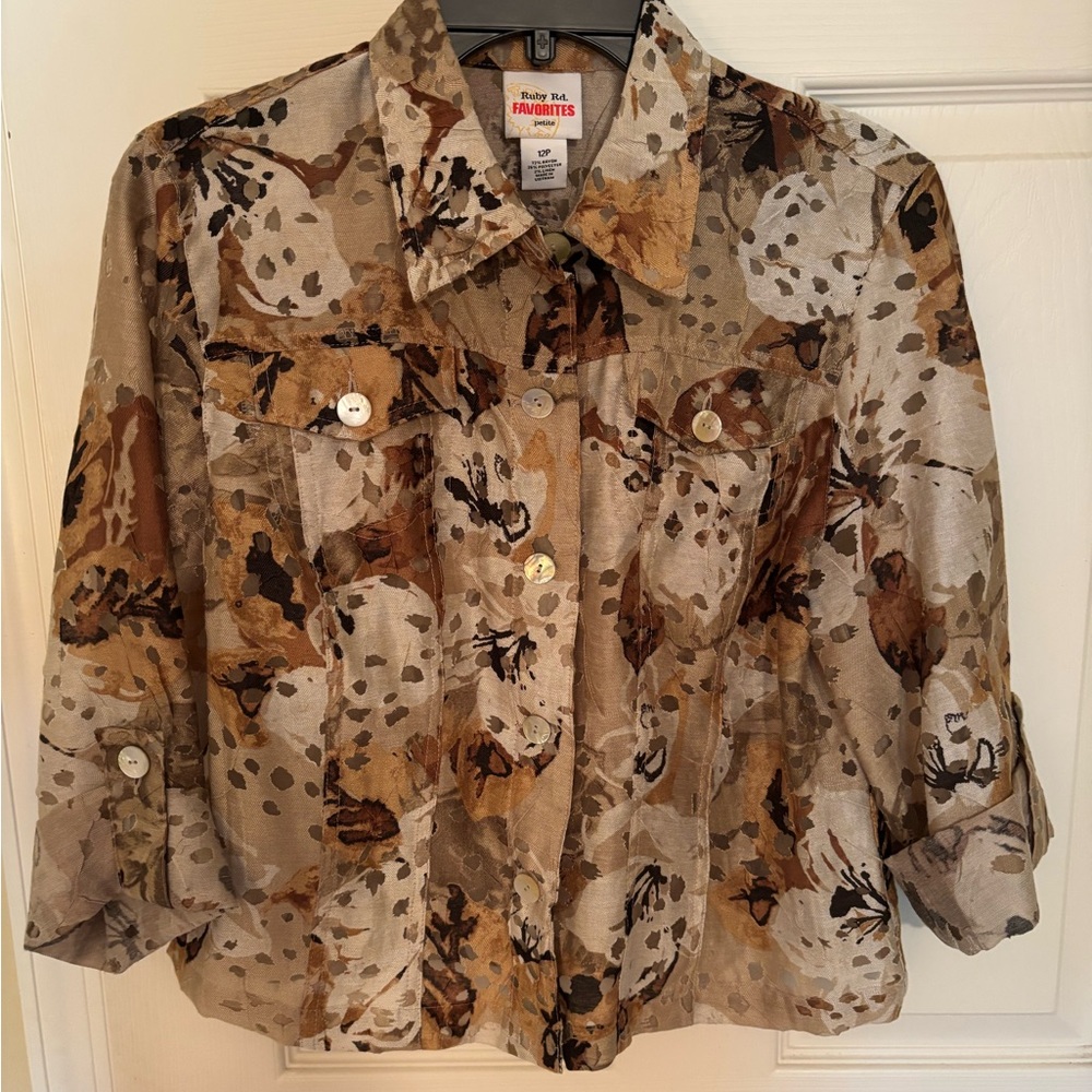 Ruby Rd. Earth Tone Patterned Jacket - Picture 1 of 4